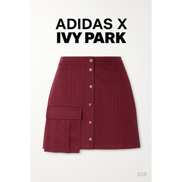 Adidas x Ivy Park Burgundy Utility Skirt Size M US 6/8 UK 14 Maroon Logo Pocket - Picture 1 of 8